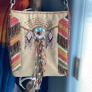 MARY FRANCES BEADED BAG . Strap damage.